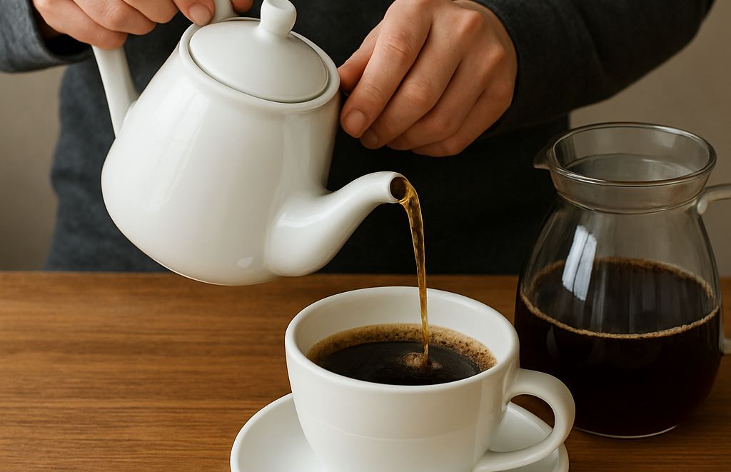 طرز تهیه قهوه دمی با قوری چینی 1 طرز تهیه قهوه دمی با قوری رو گاز